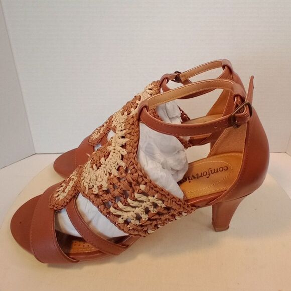 COMFORTVIEW Brown Woven Open Toe Women's Sandals Size 7M - Picture 4 of 13